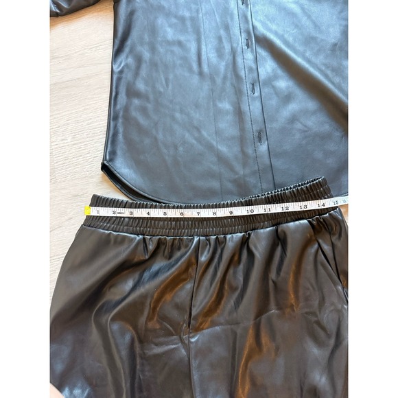 BB Dakota Steve Madden button up faux leather black top women's M with shorts - Picture 11 of 12